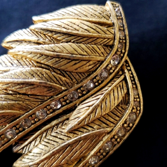 Angel wings gold and diamond large chunky ring w stretchy band signed - Picture 8 of 11